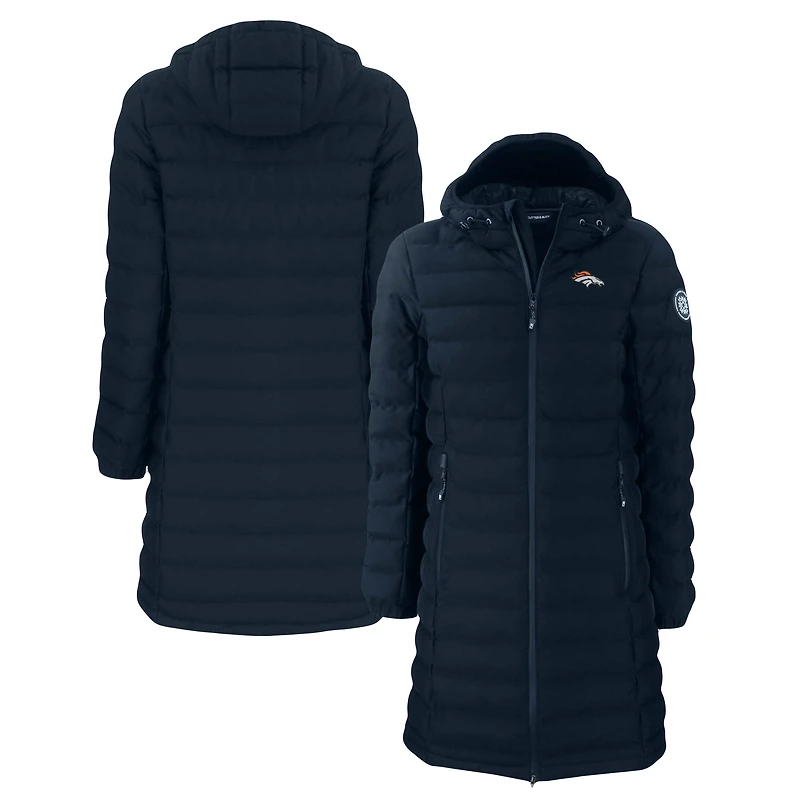 Women's Cutter & Buck Navy Denver Broncos Mission Ridge Repreve Eco Insulated Long Full-Zip Puffer Jacket