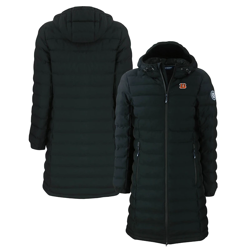 Women's Cutter & Buck  Black Cincinnati Bengals Mission Ridge Repreve Eco Insulated Long Full-Zip Puffer Jacket