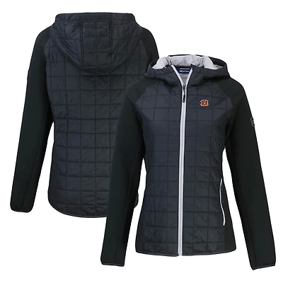 Women's Cutter & Buck  Black Cincinnati Bengals Rainier Primaloft Eco Full-Zip Hybrid Jacket
