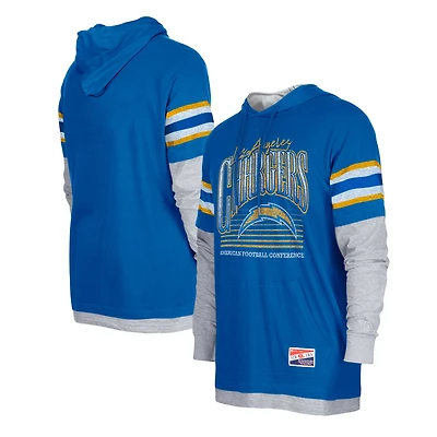 Men's New Era Royal Los Angeles Chargers Twofer Long Sleeve Hooded T-Shirt