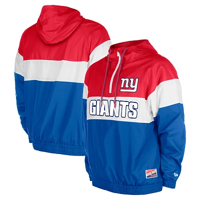 Men's New Era Royal New York Giants 3rd Down Raglan Quarter-Zip Windbreaker Jacket