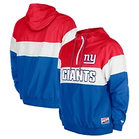 Men's New Era Royal New York Giants 3rd Down Raglan Quarter-Zip Windbreaker Jacket