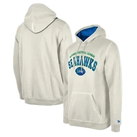 Men's New Era Cream Seattle Seahawks Historic 3rd Down Pullover Hoodie