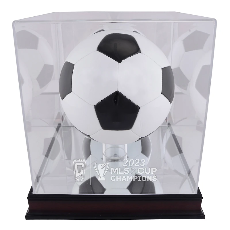 Columbus Crew 2023 MLS Cup Champions Mahogany Team Logo Soccer Ball Display Case