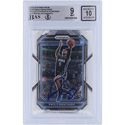 Paolo Banchero Orlando Magic Autographed 2022-23 Panini Prizm #249 Beckett Fanatics Witnessed Authenticated /10 Rookie Card