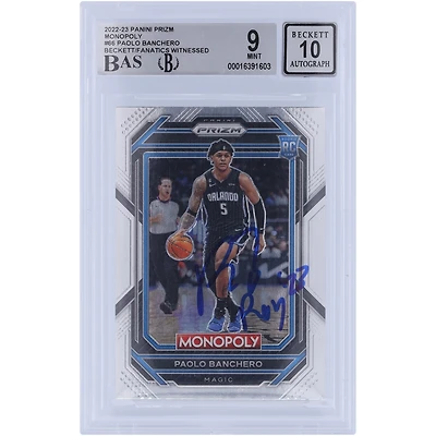 Paolo Banchero Orlando Magic Autographed 2022-23 Panini Prizm Monopoly #66 Beckett Fanatics Witnessed Authenticated 9/10 Rookie Card with "ROY 23" Inscription