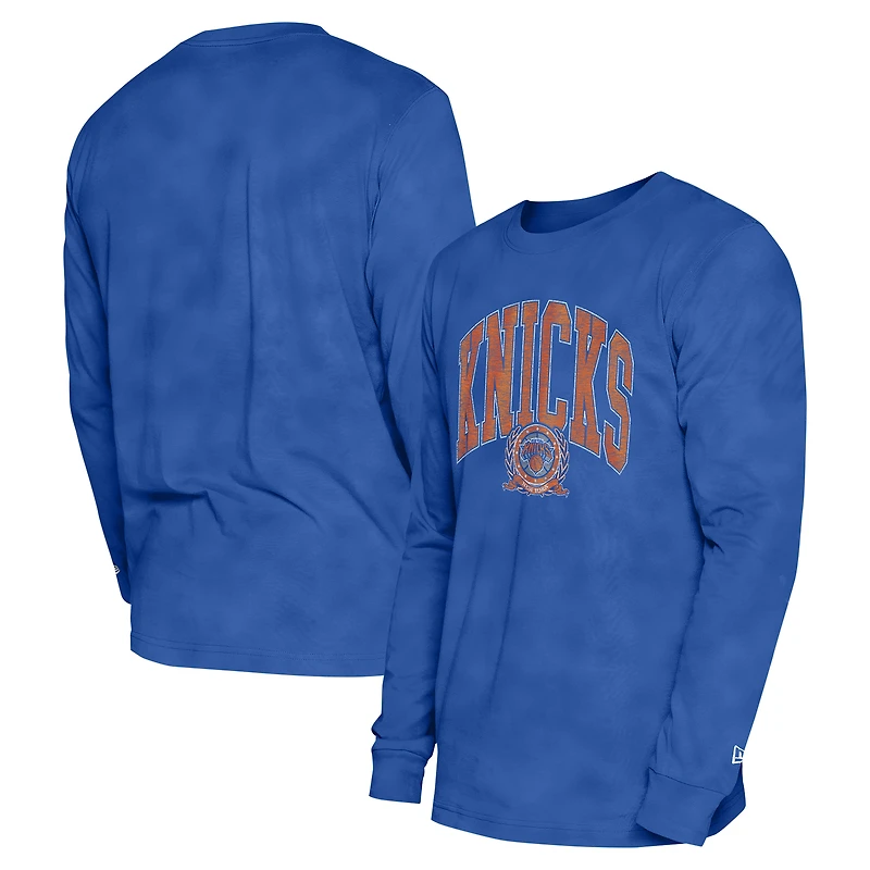 Unisex New Era  Blue York Knicks Oversized Essentials Enzyme Wash Long Sleeve T-Shirt
