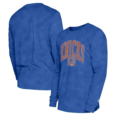 Unisex New Era  Blue York Knicks Oversized Essentials Enzyme Wash Long Sleeve T-Shirt