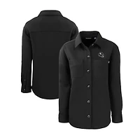 Women's Cutter & Buck Black Pittsburgh Steelers Helmet Logo Roam Eco Knit Shirt Jacket