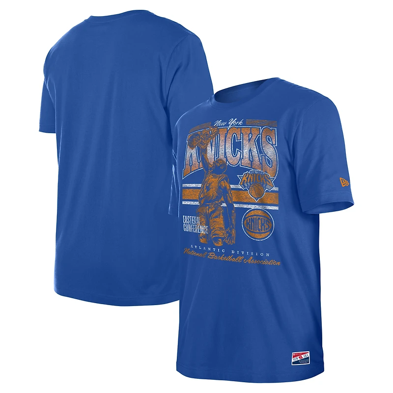 Men's New Era Blue New York Knicks Enzyme Wash Oversized T-Shirt