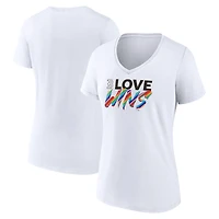 Women's White Boston Red Sox Love Wins V-Neck T-Shirt