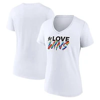Women's White Miami Marlins Love Wins V-Neck T-Shirt