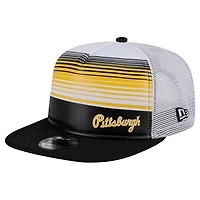 Men's New Era Black Pittsburgh Pirates Team Horizon 9FIFTY A-Frame Trucker Snapback Hat
