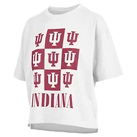 Women's Pressbox White Indiana Hoosiers Motley Crew Andy Waist Length Oversized T-Shirt