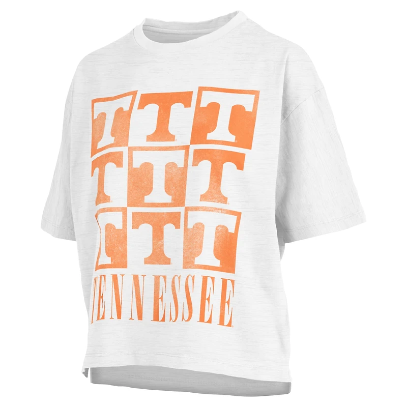 Women's Pressbox White Tennessee Volunteers Motley Crew Andy Waist Length Oversized T-Shirt