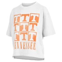 Women's Pressbox White Tennessee Volunteers Motley Crew Andy Waist Length Oversized T-Shirt