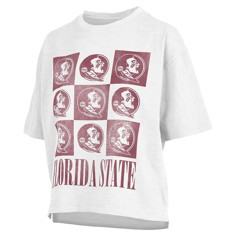 Women's Pressbox White Florida State Seminoles Motley Crew Andy Waist Length Oversized T-Shirt