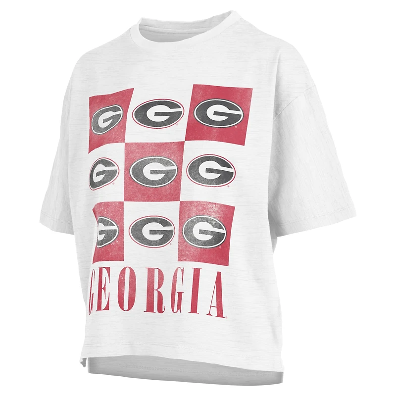 Women's Pressbox White Georgia Bulldogs Motley Crew Andy Waist Length Oversized T-Shirt