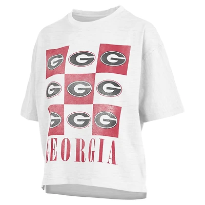 Women's Pressbox White Georgia Bulldogs Motley Crew Andy Waist Length Oversized T-Shirt