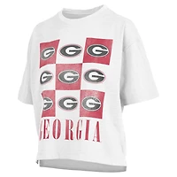 Women's Pressbox White Georgia Bulldogs Motley Crew Andy Waist Length Oversized T-Shirt