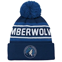 Youth Navy Minnesota Timberwolves Backboard Jacquard Cuffed Knit Hat with Pom