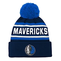 Youth Navy Dallas Mavericks Backboard Jacquard Cuffed Knit Hat with Pom