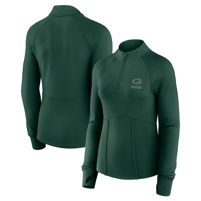 Women's Fanatics  Green Green Bay Packers Elements Raglan Quarter-Zip Jacket
