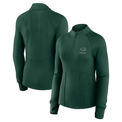 Women's Fanatics Green Green Bay Packers Elements Raglan Quarter-Zip Jacket