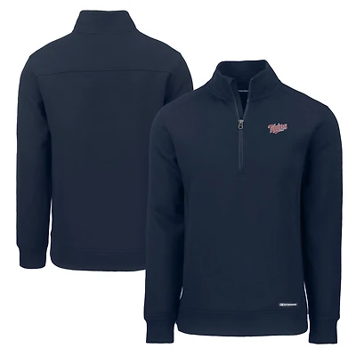 Men's Cutter & Buck  Navy Minnesota Twins Cooperstown Collection Roam Eco Recycled Quarter-Zip Pullover