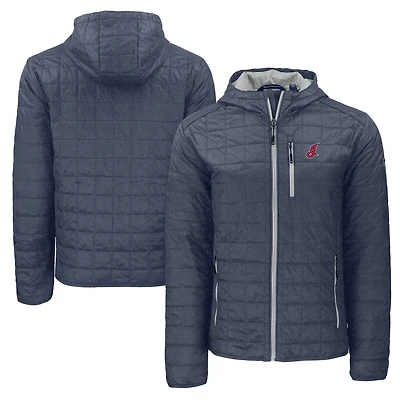 Men's Cutter & Buck  Anthracite Cleveland Guardians Cooperstown Collection Rainier Primaloft Eco Full-Zip Hooded Jacket