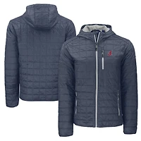 Men's Cutter & Buck  Anthracite Cleveland Guardians Cooperstown Collection Rainier Primaloft Eco Full-Zip Hooded Jacket
