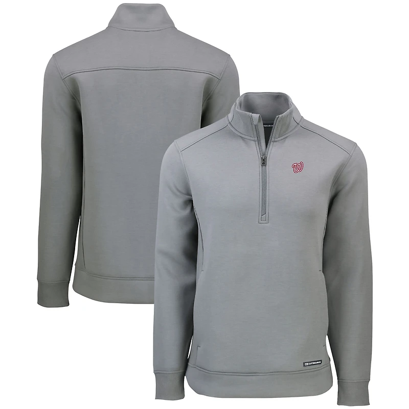 Men's Cutter & Buck  Gray Washington Nationals Roam Eco Recycled Quarter-Zip Pullover