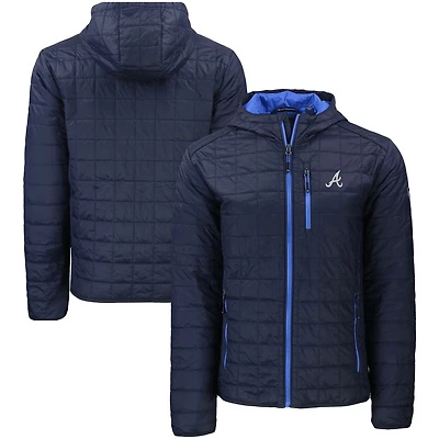 Men's Cutter & Buck  Navy Atlanta Braves Rainier Primaloft Eco Full-Zip Hooded Jacket