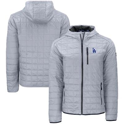 Men's Cutter & Buck  Gray Los Angeles Dodgers Rainier Primaloft Eco Full-Zip Hooded Jacket