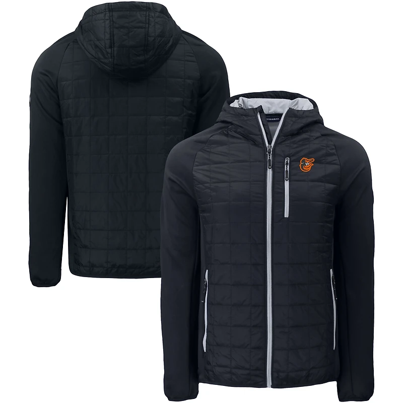Men's Cutter & Buck  Black Baltimore Orioles Rainier Primaloft Eco Full-Zip Hybrid Jacket