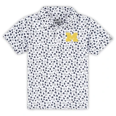 Toddler Garb White Michigan Wolverines Earnest Allover Print Polo