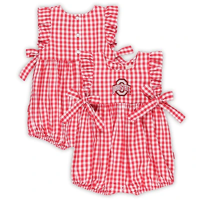 Girls Infant Garb Scarlet Ohio State Buckeyes Constance Gingham Romper
