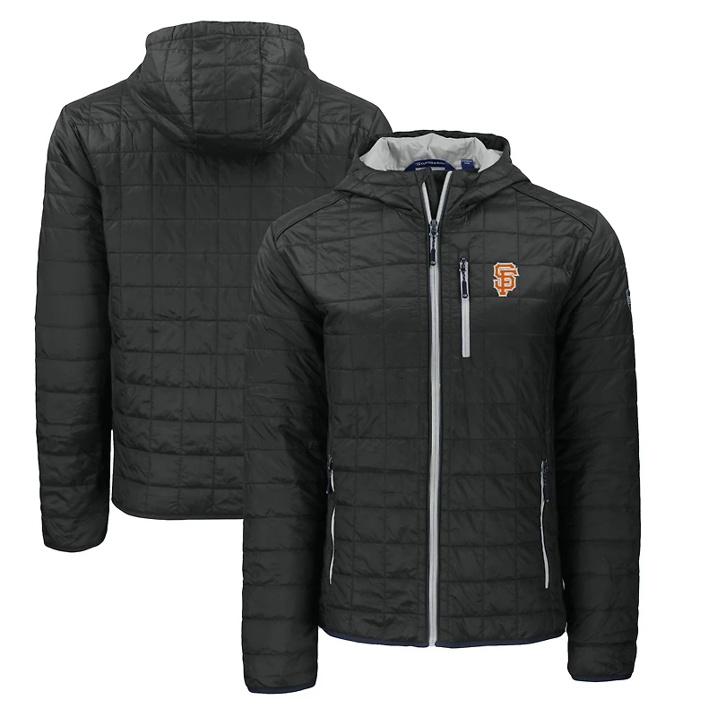 Men's Cutter & Buck Black San Francisco Giants City Connect Rainier Primaloft Eco Full-Zip Hooded Jacket