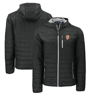 Men's Cutter & Buck  Black San Francisco Giants City Connect Rainier Primaloft Eco Full-Zip Hooded Jacket