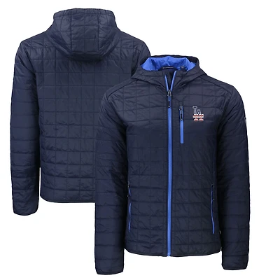 Men's Cutter & Buck  Navy Los Angeles Dodgers Americana Rainier Primaloft Eco Full-Zip Hooded Jacket