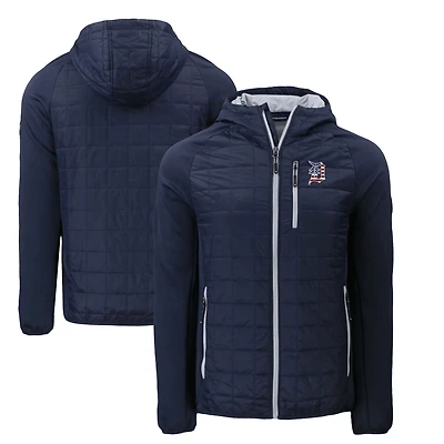 Men's Cutter & Buck  Navy Detroit Tigers Americana Rainier Primaloft Eco Raglan Full-Zip Hybrid Jacket