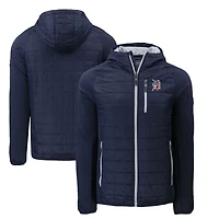 Men's Cutter & Buck  Navy Detroit Tigers Americana Rainier Primaloft Eco Raglan Full-Zip Hybrid Jacket