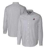 Men's Cutter & Buck  Charcoal Arizona Diamondbacks Striped Stretch Oxford Long Sleeve Dress Shirt