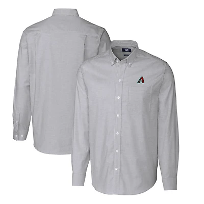 Men's Cutter & Buck  Charcoal Arizona Diamondbacks Striped Stretch Oxford Long Sleeve Dress Shirt