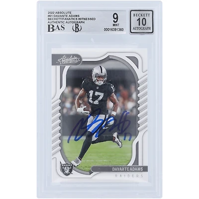 Davante Adams Las Vegas Raiders Autographed 2022 Panini Absolute #61 Beckett Fanatics Witnessed Authenticated /10 Card