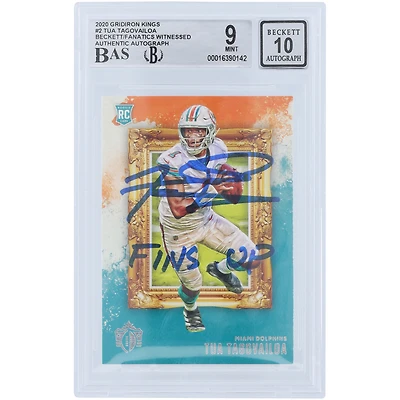 Tua Tagovailoa Miami Dolphins Autographed 2020 Panini Chronicles Gridiron Kings #GK-2 Beckett Fanatics Witnessed Authenticated 9/10 Rookie Card with "Fins Up" Inscription