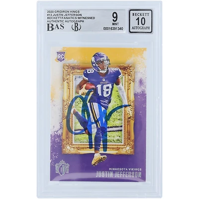 Justin Jefferson Minnesota Vikings Autographed 2020 Panini Chronicles Gridiron Kings #GK-13 Beckett Fanatics Witnessed Authenticated 9/10 Rookie Card
