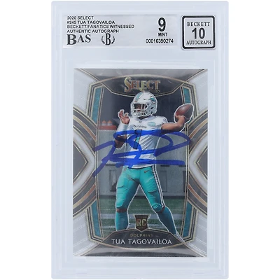 Tua Tagovailoa Miami Dolphins Autographed 2020 Panini Select Club Level #245 Beckett Fanatics Witnessed Authenticated /10 Rookie Card