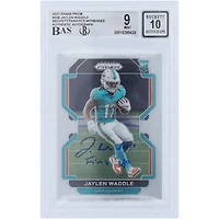 Jaylen Waddle Miami Dolphins Autographed 2021 Panini Prizm #338 Beckett Fanatics Witnessed Authenticated 9/10 Rookie Card with "Fins Up" Inscription