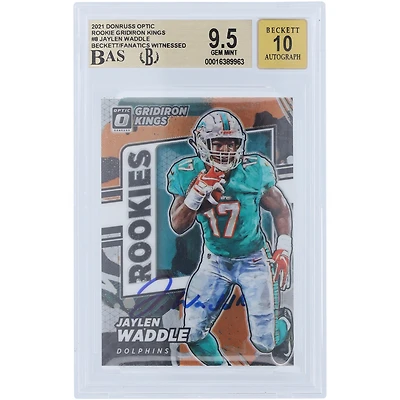 Jaylen Waddle Miami Dolphins Autographed 2021 Panini Donruss Optic Gridiron Kings #RGK-8 Beckett Fanatics Witnessed Authenticated 9.5/10 Rookie Card